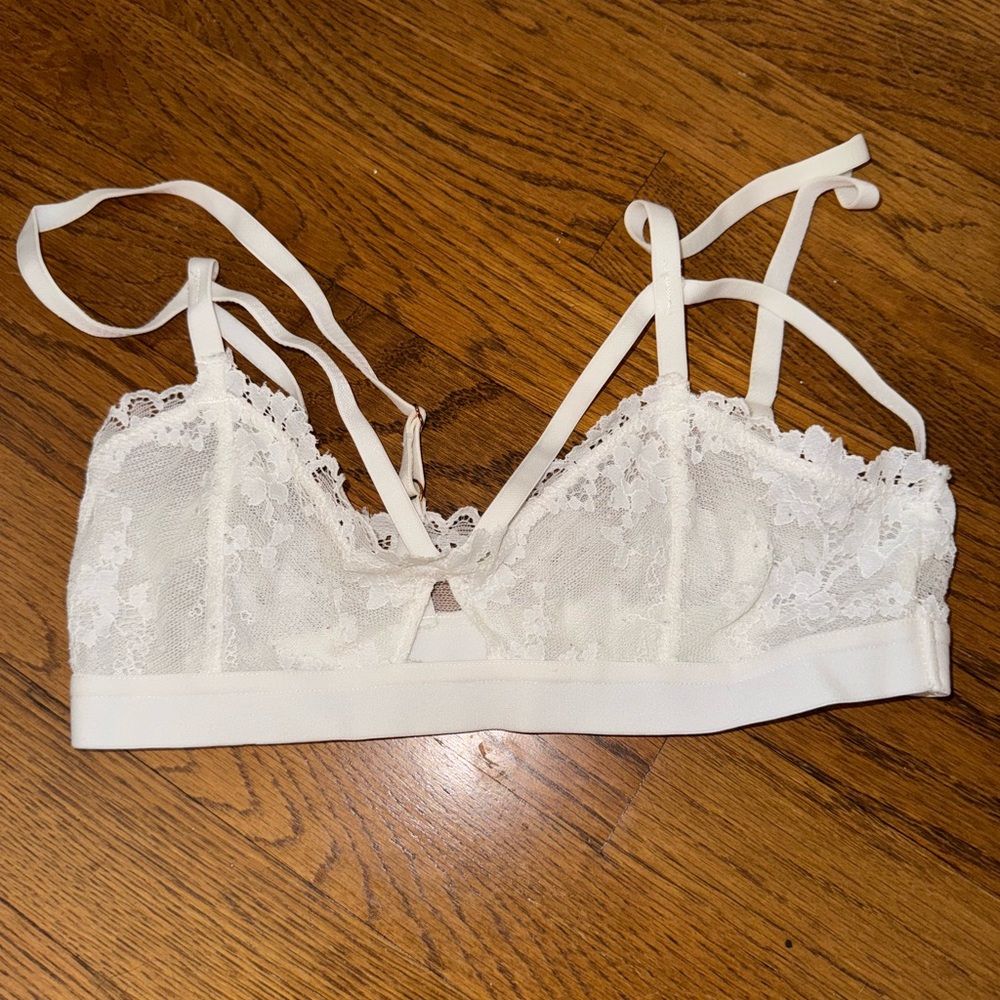 White Lace Bralette with Strappy Back